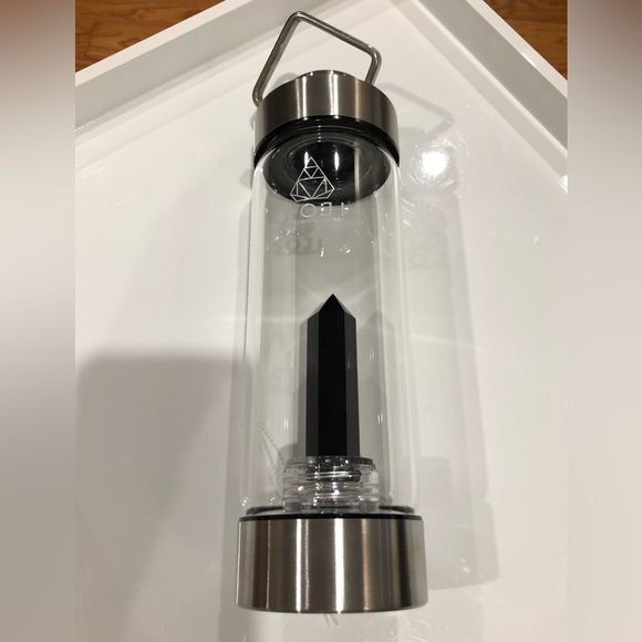 Soji Black Obsidian Crystal-Infused Water Bottle With Sleeve - Picture 4 of 15